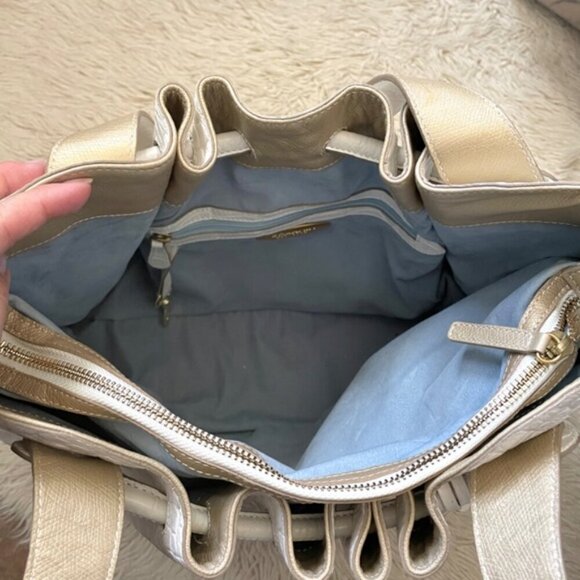 Brahmin White Elizabeth Grotto Croc Leather Handbag - Large - Picture 6 of 11